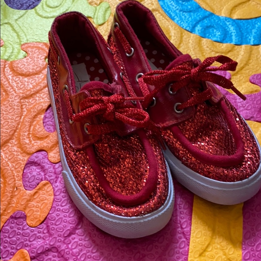 Red sparky BlueFin tennis shoes